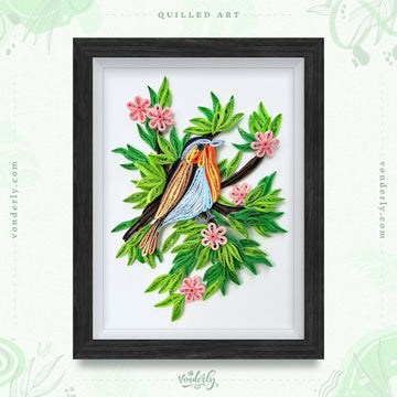 Handmade Quilled Robin Bird Art | Eco-friendly Nature-Inspired Wall Décor