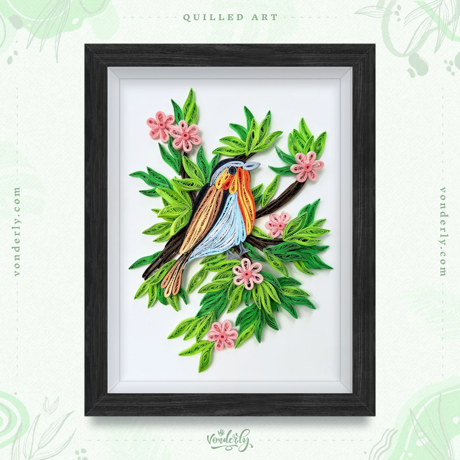 Handmade Quilled Robin Bird Art | Eco-friendly Nature-Inspired Wall Décor