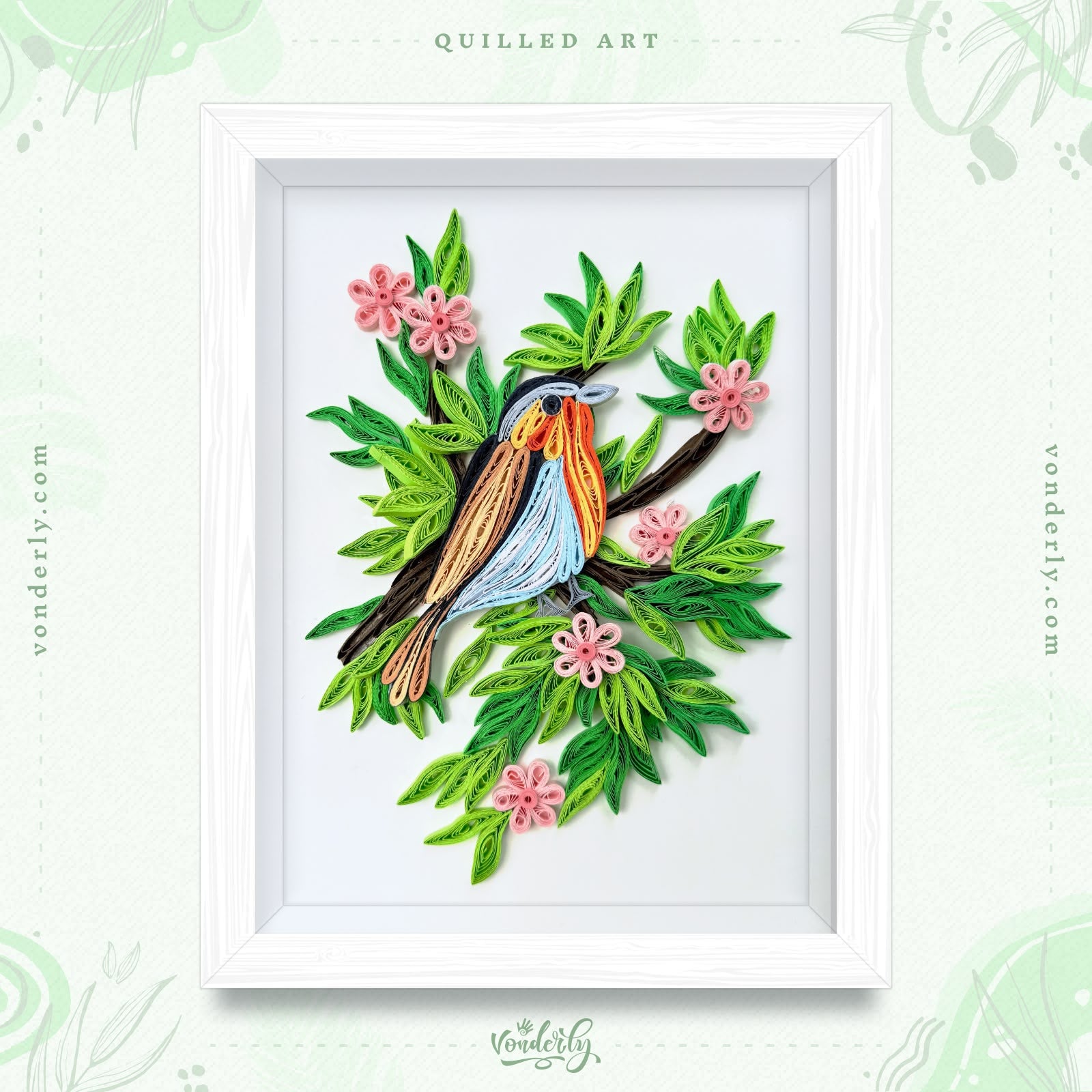 Handmade Quilled Robin Bird Art | Eco-friendly Nature-Inspired Wall Décor