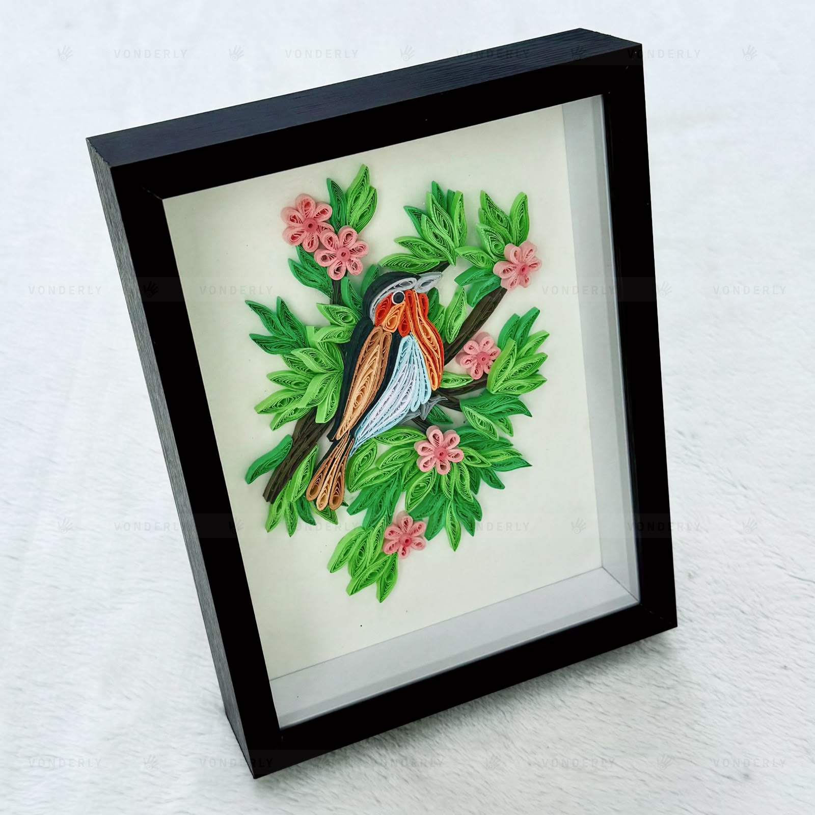 Handmade Quilled Robin Bird Art | Eco-friendly Nature-Inspired Wall Décor