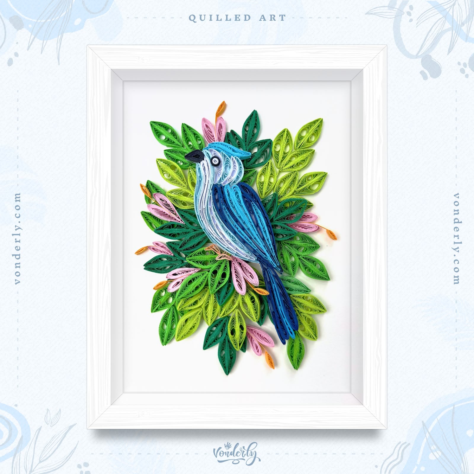 Handmade Quilled Blue Jay Bird Art | Eco-friendly Nature-Inspired Wall Décor