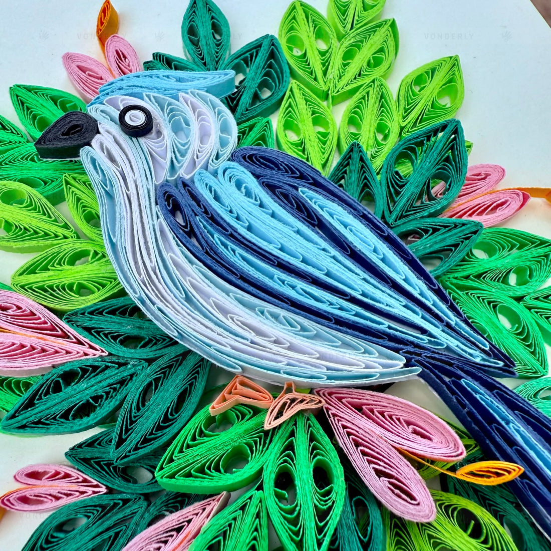 Handmade Quilled Blue Jay Bird Art | Eco-friendly Nature-Inspired Wall Décor