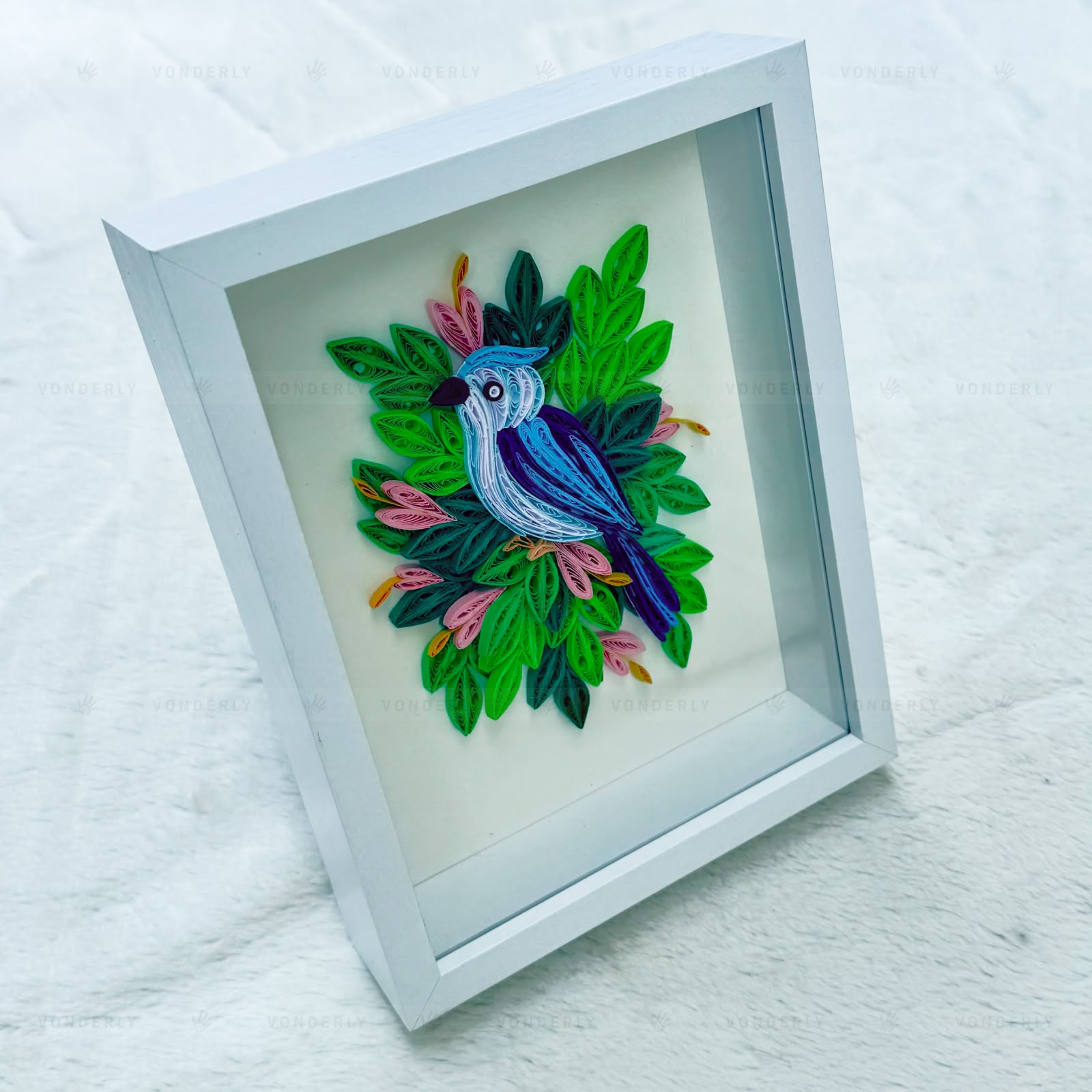 Handmade Quilled Blue Jay Bird Art | Eco-friendly Nature-Inspired Wall Décor