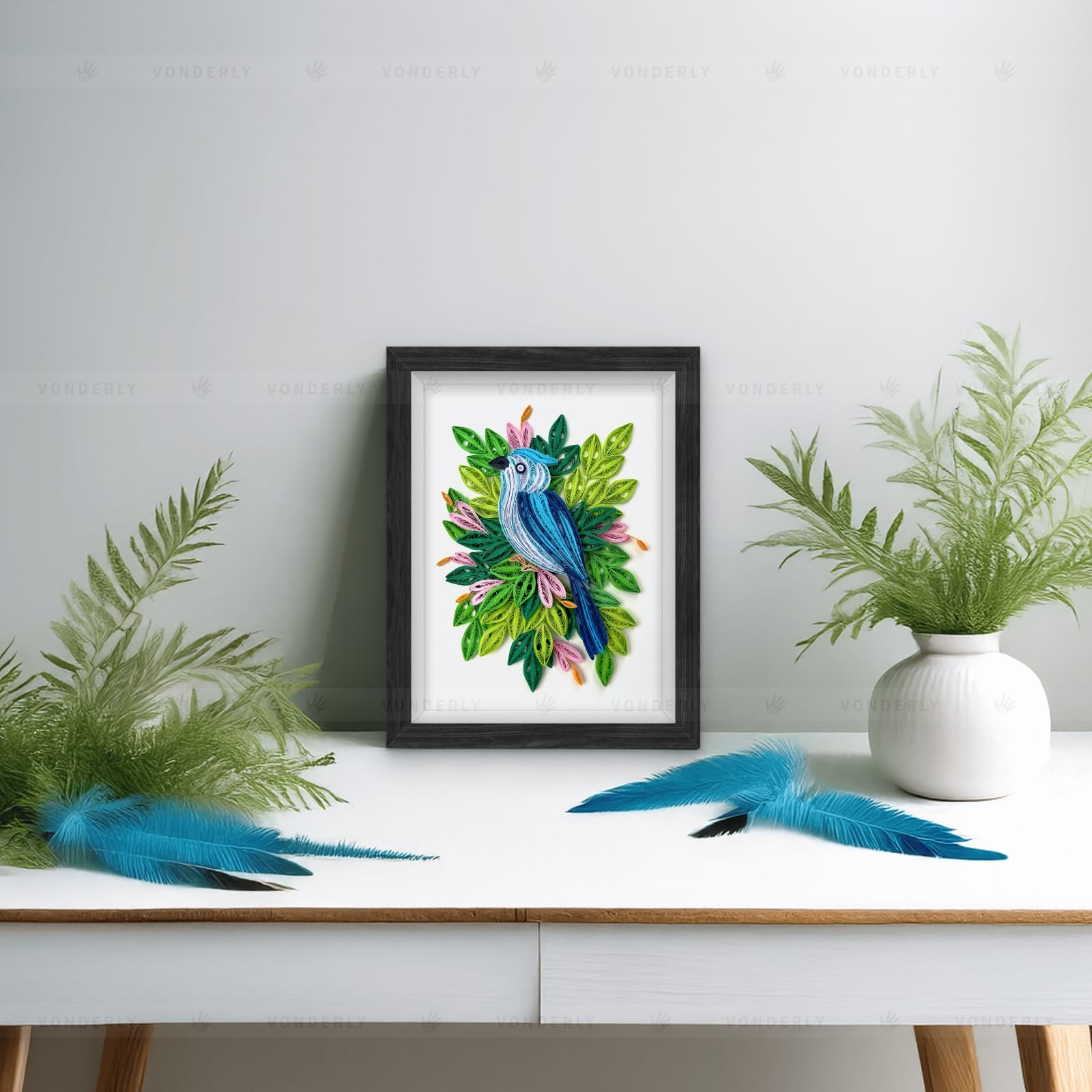 Handmade Quilled Blue Jay Bird Art | Eco-friendly Nature-Inspired Wall Décor