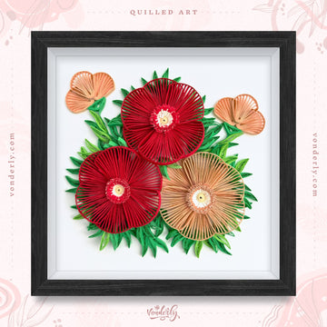 Handmade Quilled Poppy Flowers Art | Eco-friendly Elegant Floral Wall Décor