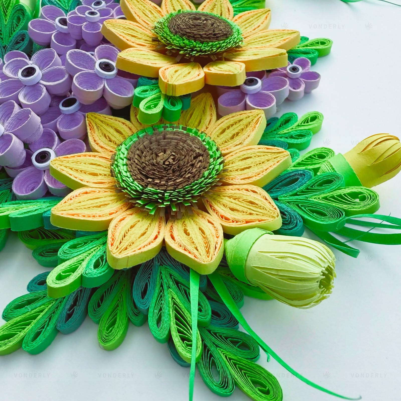Handmade Quilled Sunflowers Art | Eco-friendly Elegant Floral Wall Décor