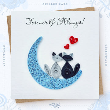 Handmade Quilled Couple Cats Card | Eco-friendly Romantic Greeting Card for Couples