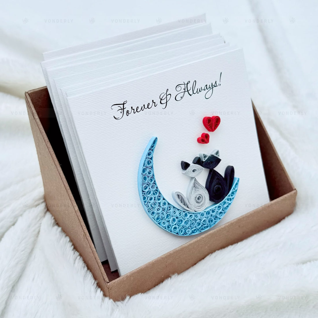 Handmade Quilled Couple Cats Card | Eco-friendly Romantic Greeting Card for Couples