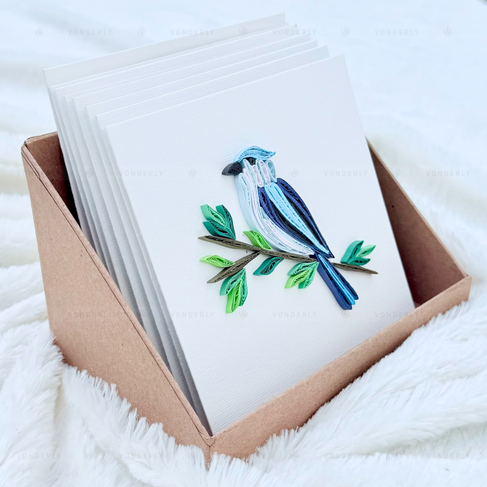 Handmade Quilled Blue Jay Bird Card | Eco-Friendly Greeting Card for Nature & Bird Lovers