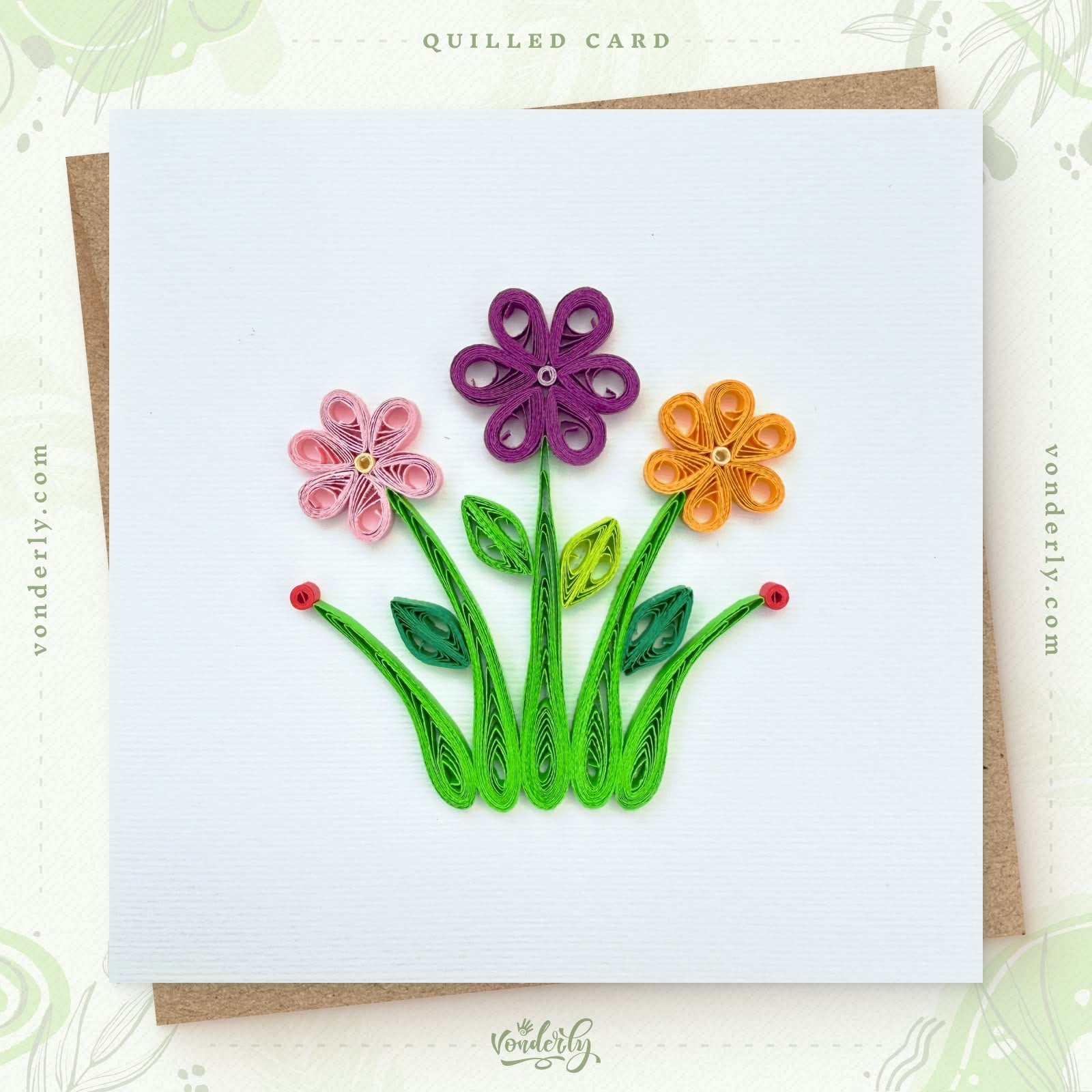 Handmade Quilled Flower Garden Card | Eco-friendly Floral Greeting Card