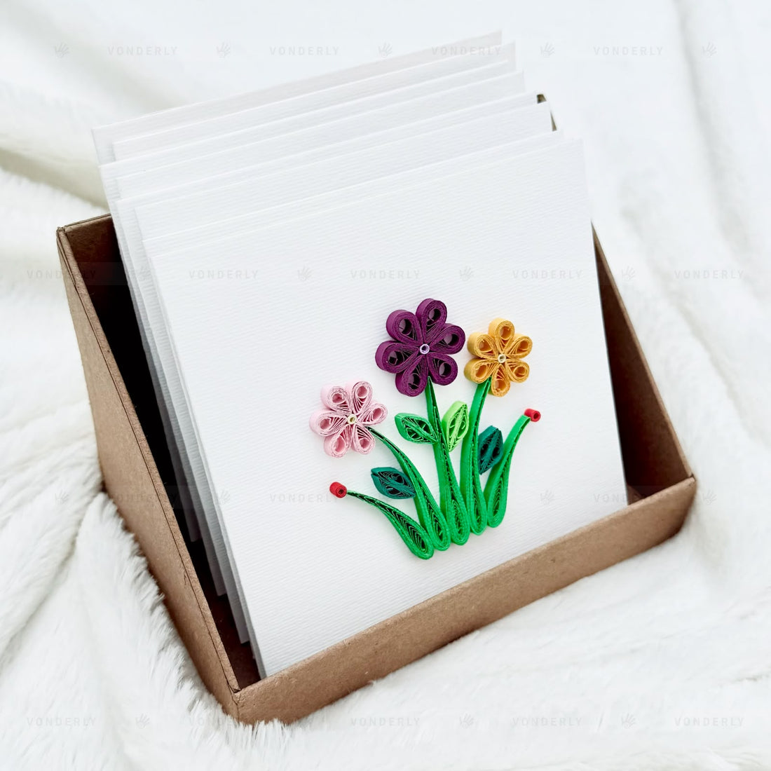 Handmade Quilled Flower Garden Card | Eco-friendly Floral Greeting Card