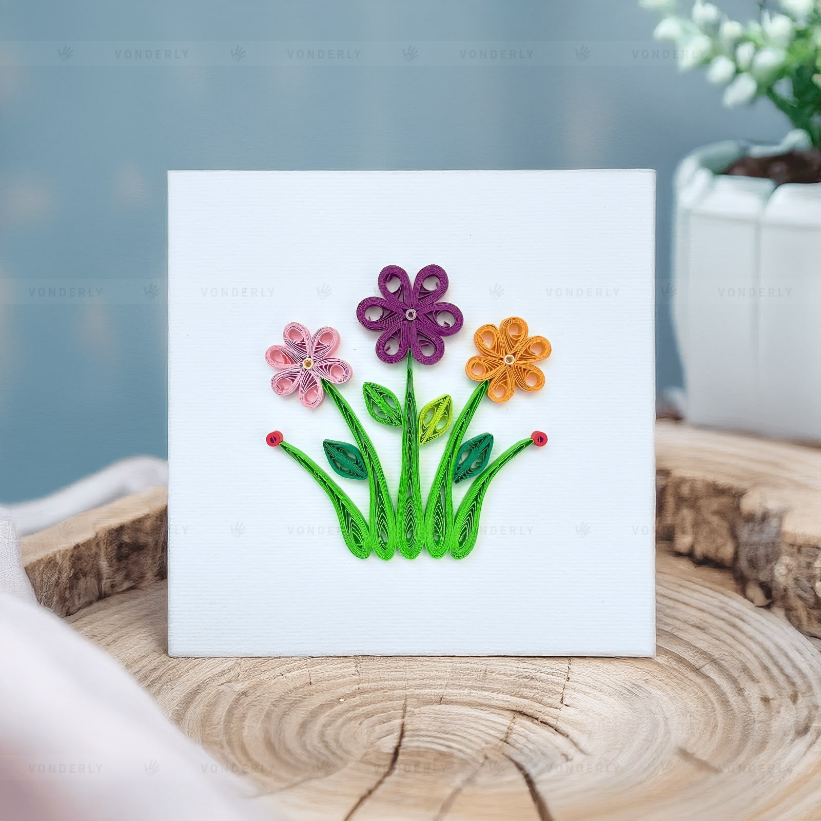 Handmade Quilled Flower Garden Card | Eco-friendly Floral Greeting Card