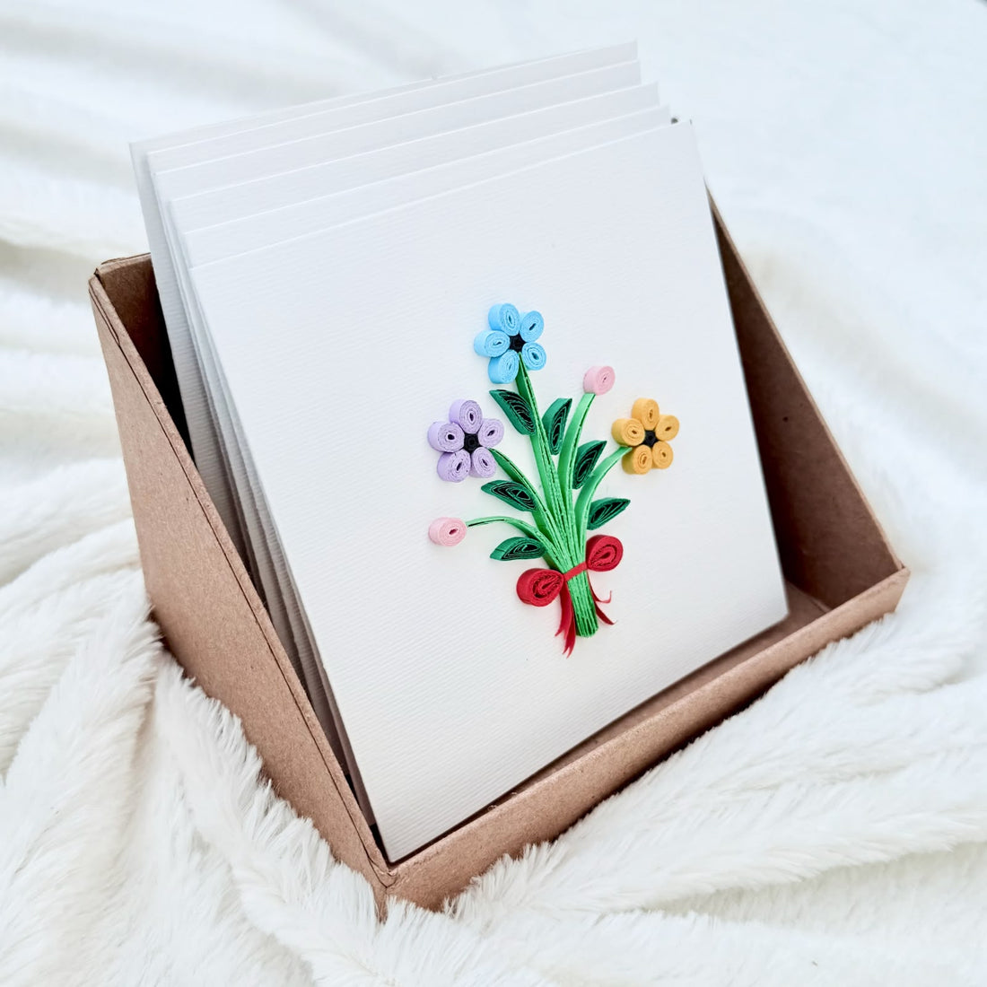 Handmade Quilled Floral Bouquet Card | Eco-friendly Greeting Card for Any Occasion