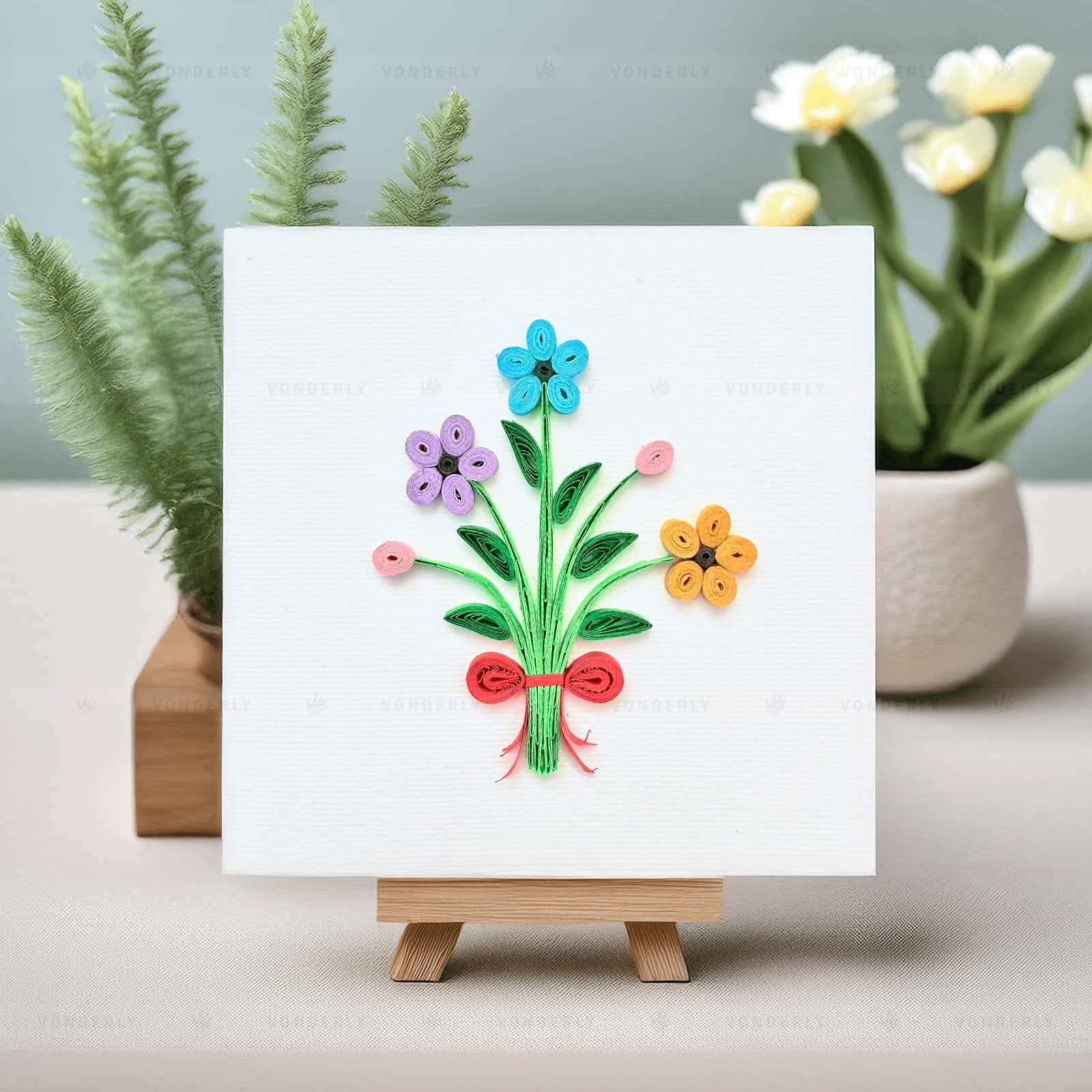 Handmade Quilled Floral Bouquet Card | Eco-friendly Greeting Card for Any Occasion