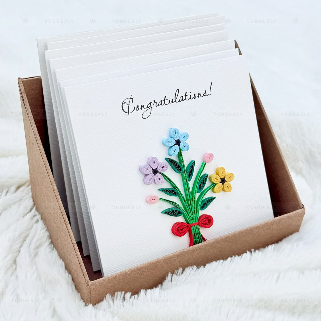 Handmade Quilled Floral Bouquet Card | Eco-friendly Greeting Card for Special Achievements