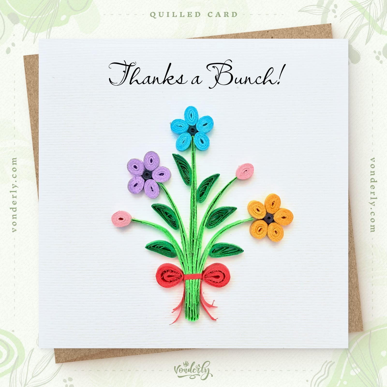 Handmade Quilled Floral Bouquet Card | Eco-friendly Greeting Card for Appreciation