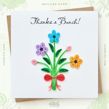 Handmade Quilled Floral Bouquet Card | Eco-friendly Greeting Card for Appreciation