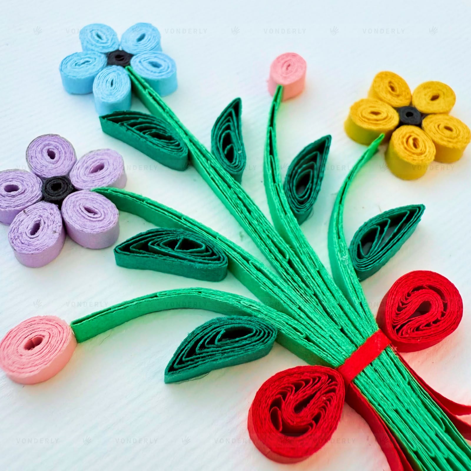 Handmade Quilled Floral Bouquet Card | Eco-friendly Greeting Card for Appreciation