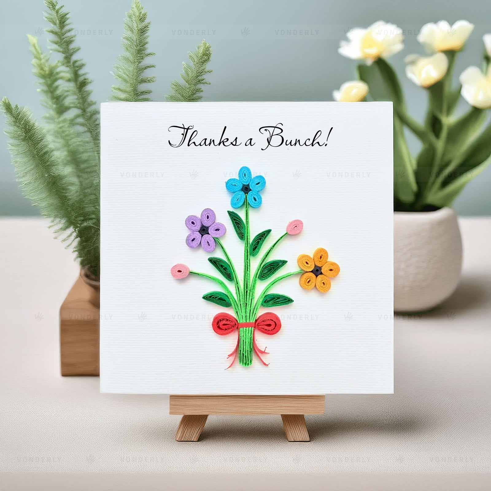 Handmade Quilled Floral Bouquet Card | Eco-friendly Greeting Card for Appreciation