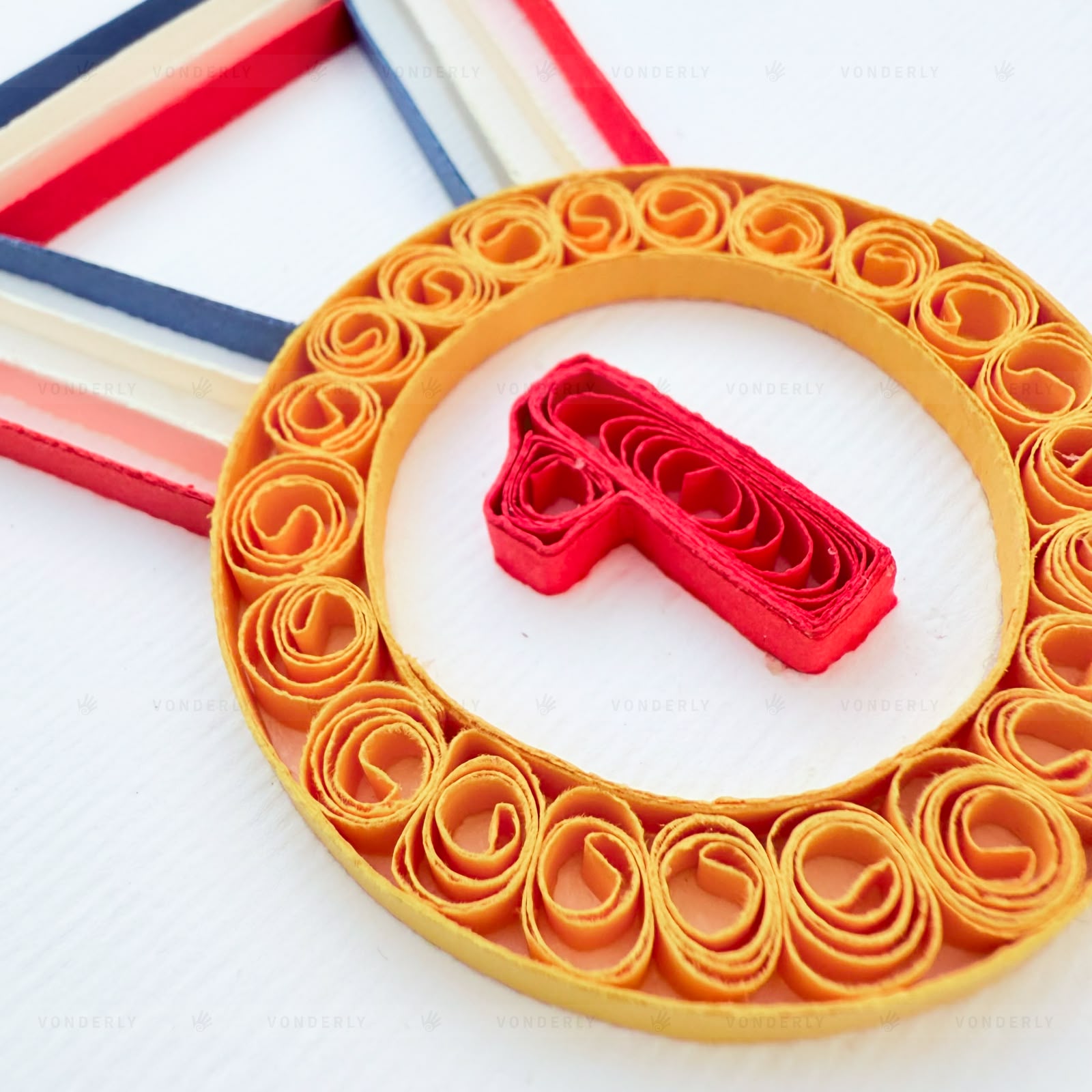 Handmade Quilled Gold Medal Award Card | Eco-friendly Greeting Card for Achievements