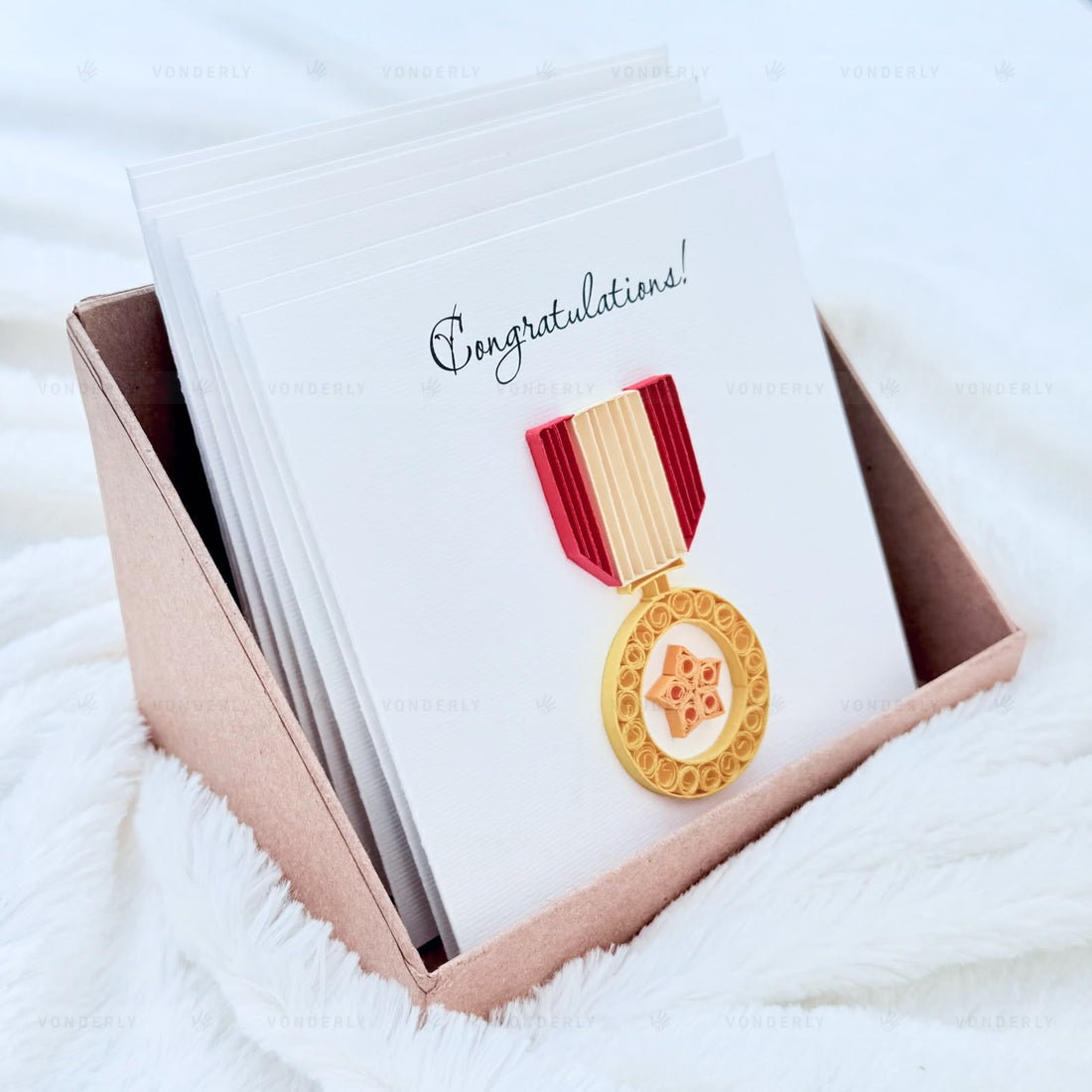 Handmade Quilled Medal Congratulations Card | Eco-friendly Greeting Card for Unique Achievement