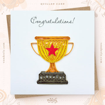 Handmade Quilled Trophy Cup Card | Eco-friendly Greeting Card for Winners & Achievements