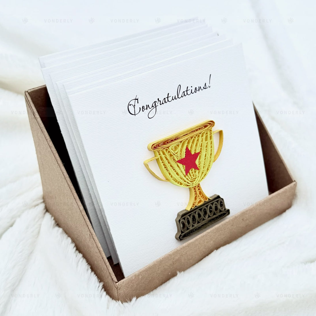 Handmade Quilled Trophy Cup Card | Eco-friendly Greeting Card for Winners & Achievements