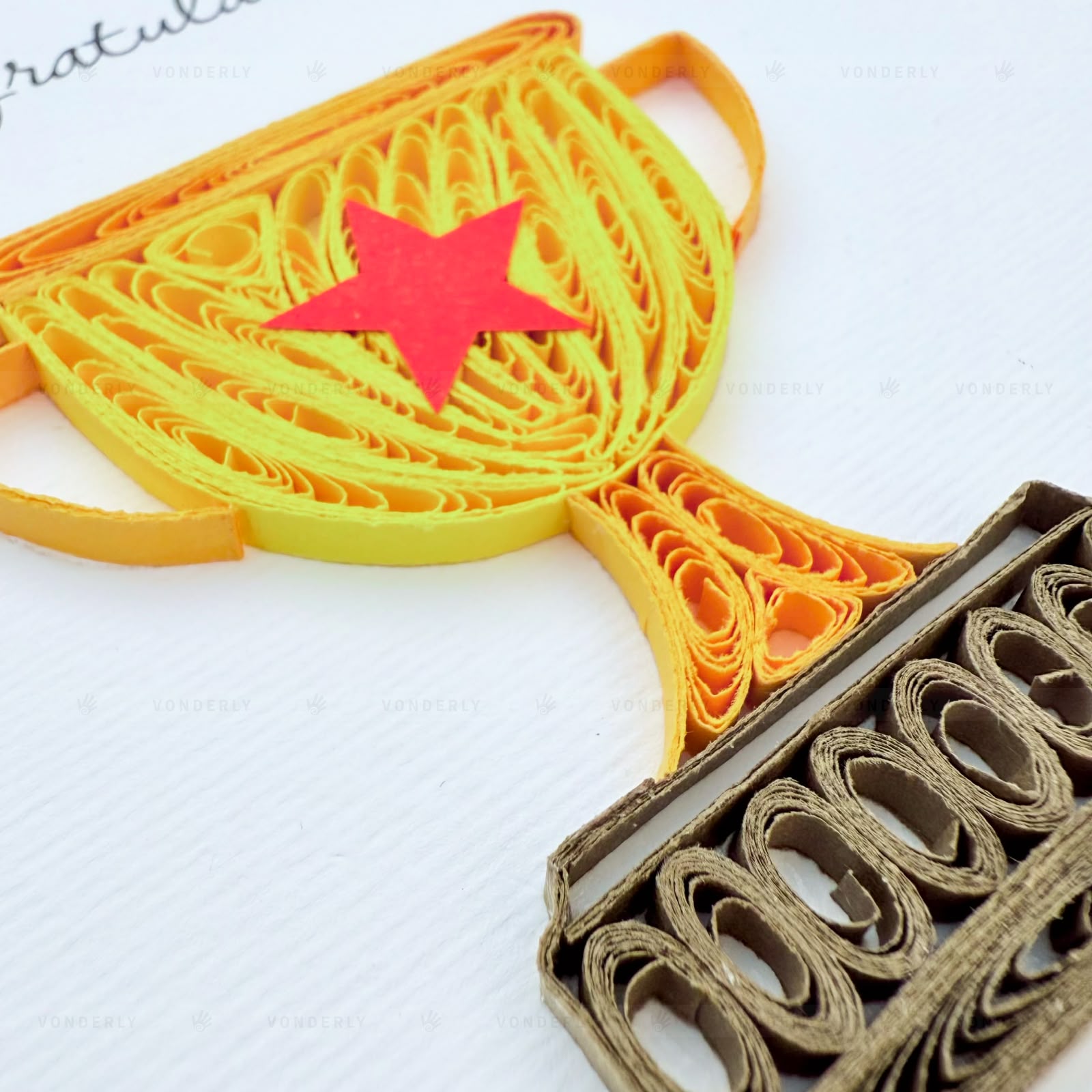 Handmade Quilled Trophy Cup Card | Eco-friendly Greeting Card for Winners & Achievements