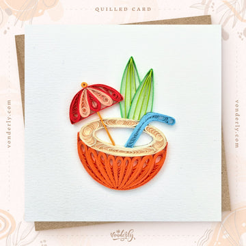 Handmade Quilled Tropical Card | Eco-friendly Greeting Card for Summer & Travel Lovers