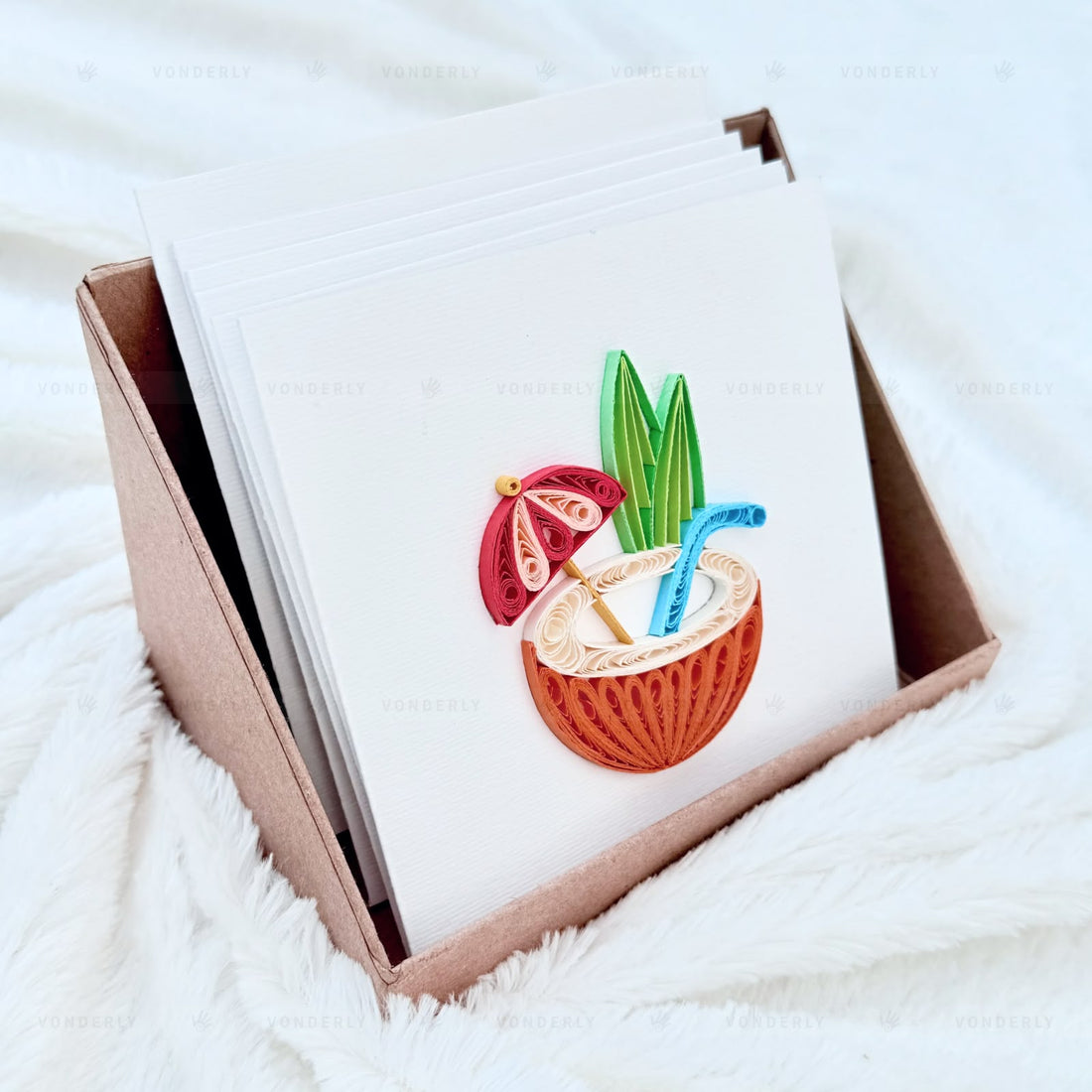 Handmade Quilled Tropical Card | Eco-friendly Greeting Card for Summer & Travel Lovers