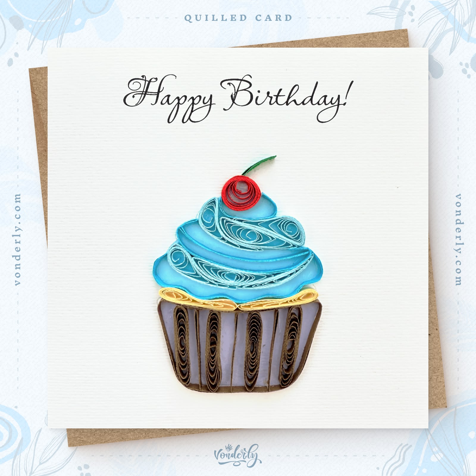 Handmade Quilled Cupcake Card | Eco-friendly Greeting Card for Birthdays