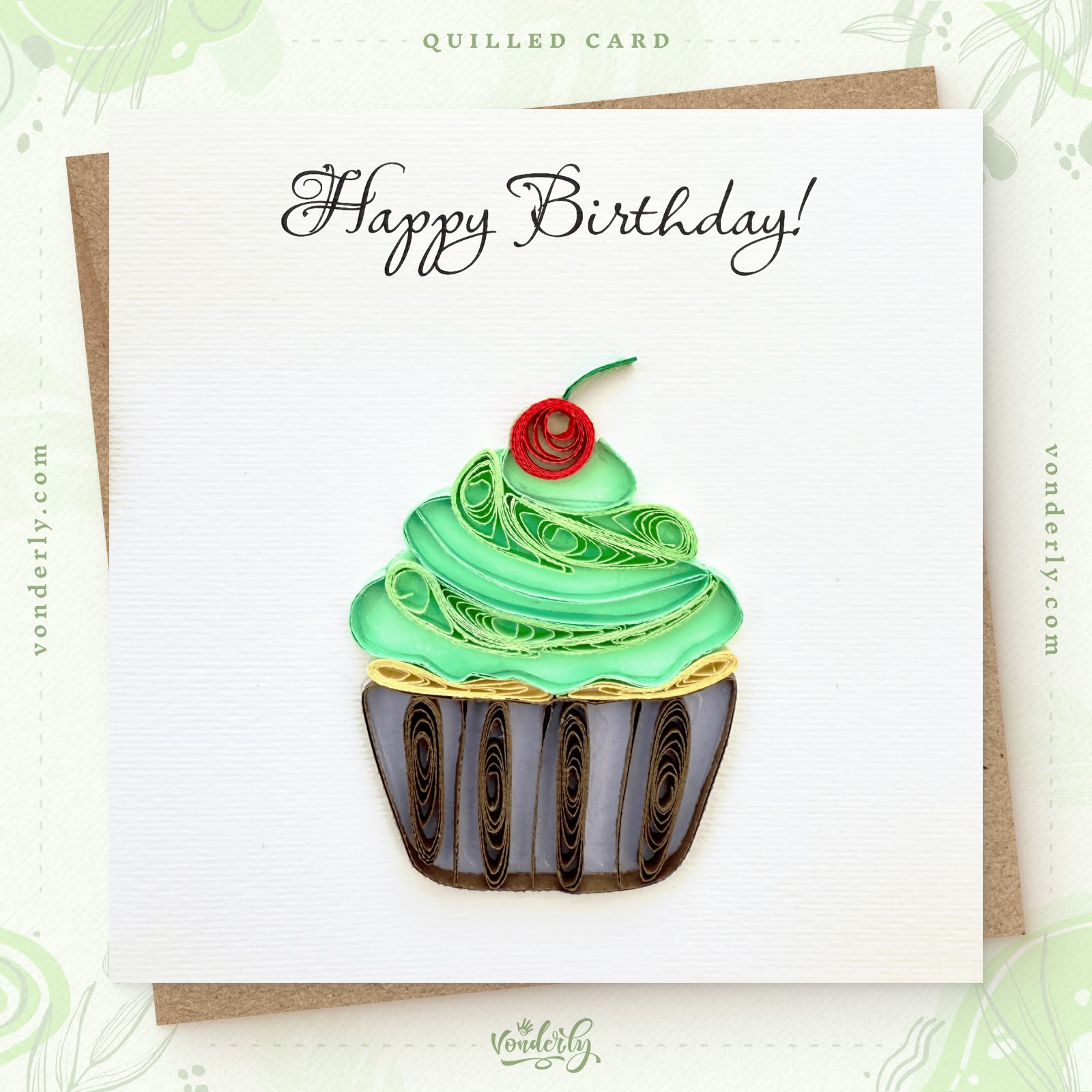 Handmade Quilled Cupcake Card | Eco-friendly Greeting Card for Birthdays