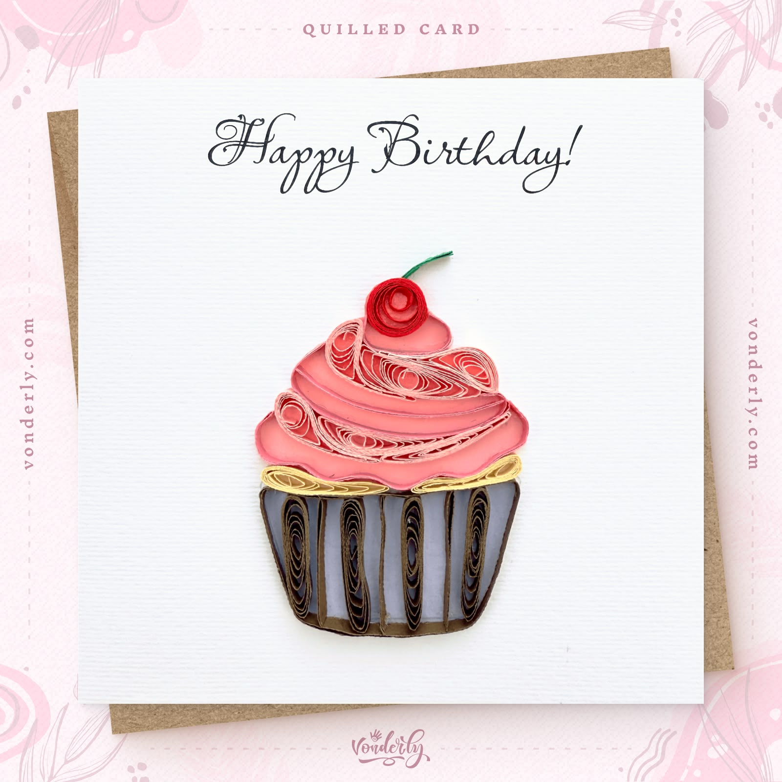 Handmade Quilled Cupcake Card | Eco-friendly Greeting Card for Birthdays