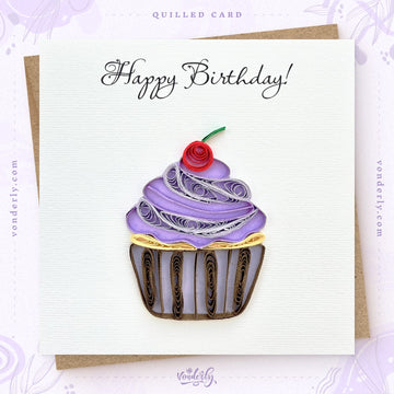 Handmade Quilled Cupcake Card | Eco-friendly Greeting Card for Birthdays