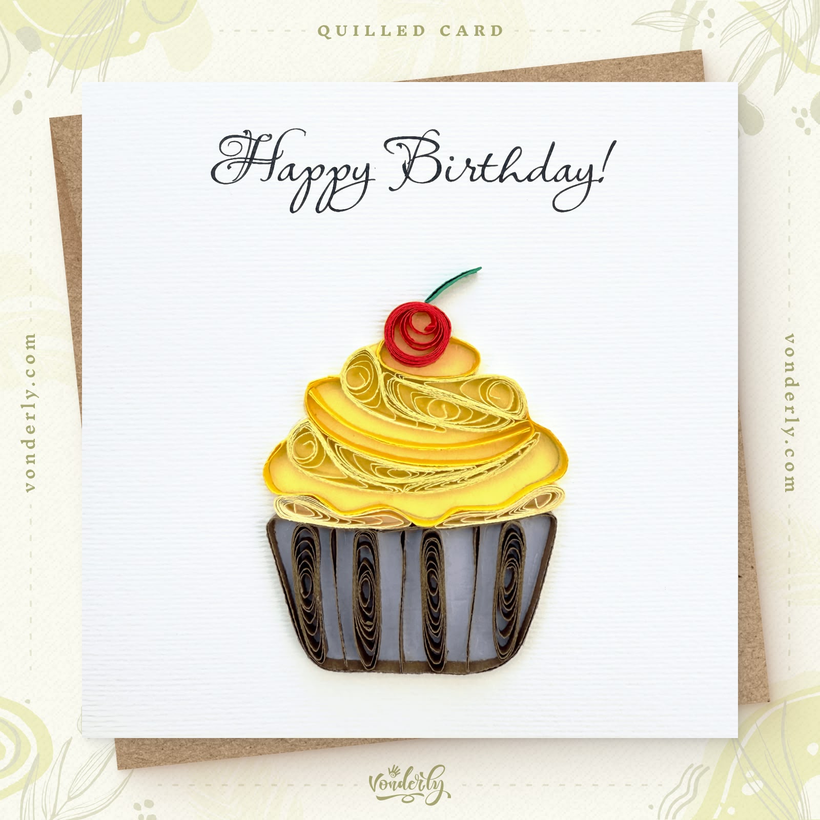 Handmade Quilled Cupcake Card | Eco-friendly Greeting Card for Birthdays