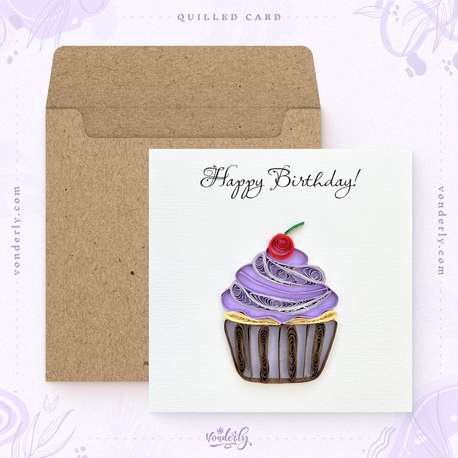 Handmade Quilled Cupcake Card | Eco-friendly Greeting Card for Birthdays