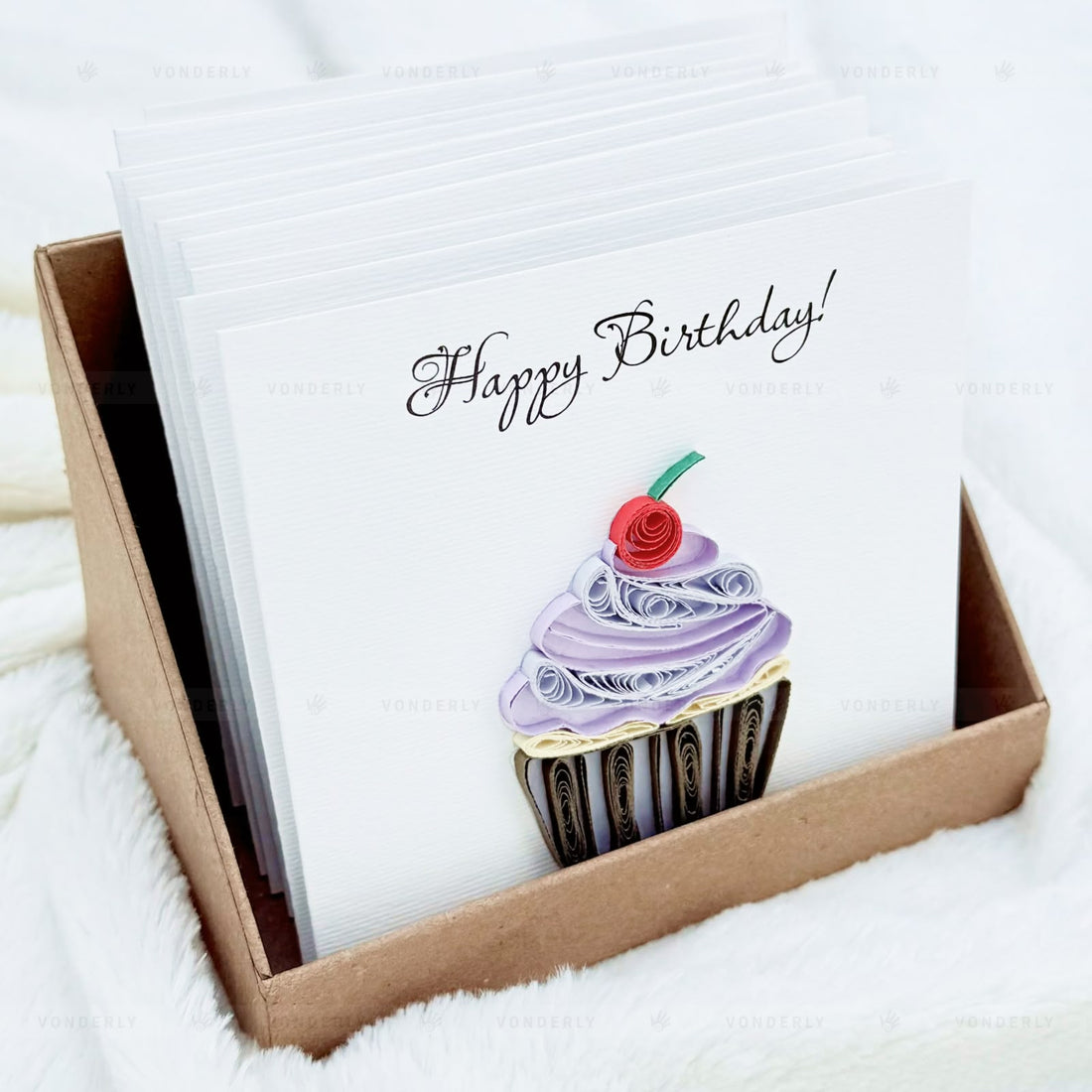 Handmade Quilled Cupcake Card | Eco-friendly Greeting Card for Birthdays