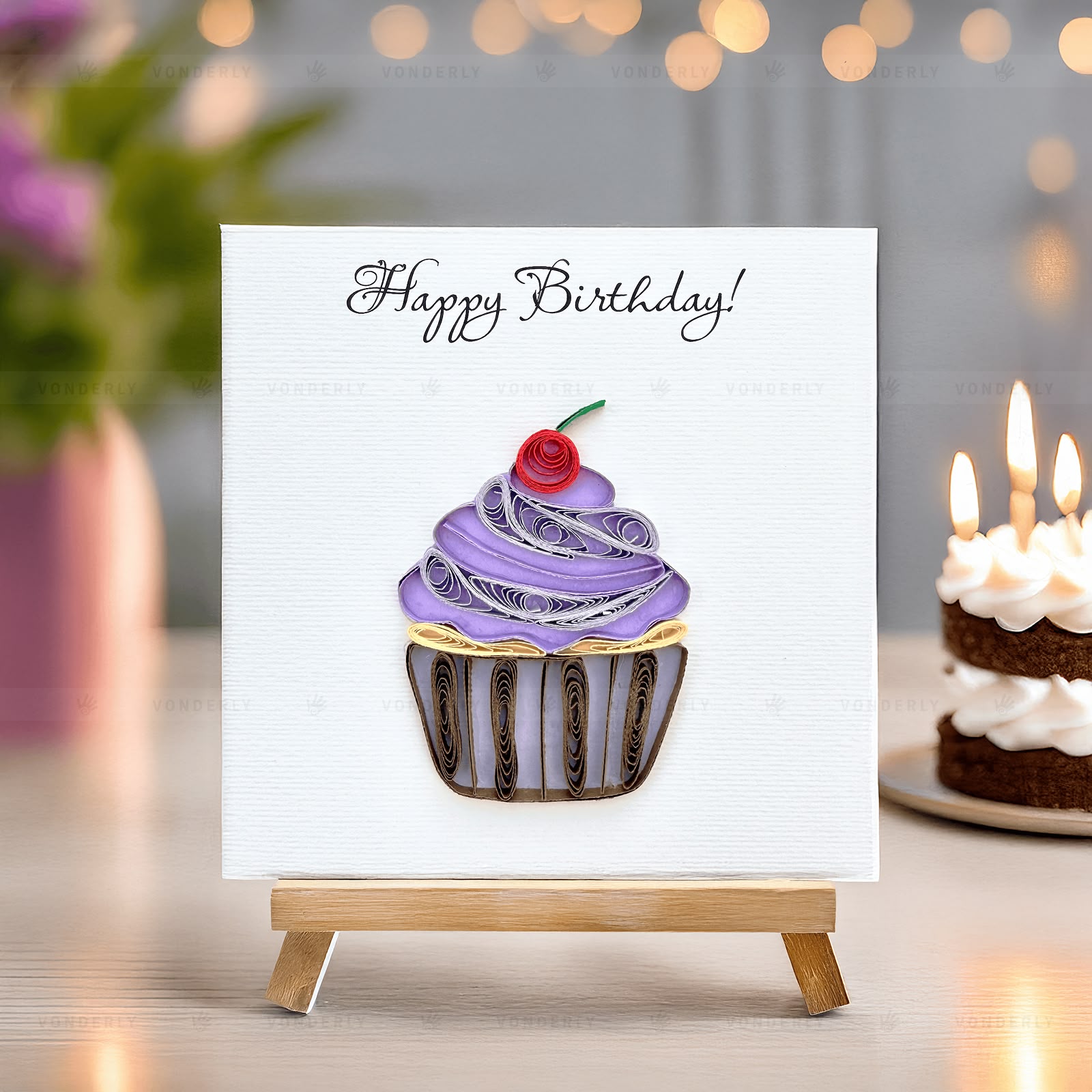 Handmade Quilled Cupcake Card | Eco-friendly Greeting Card for Birthdays