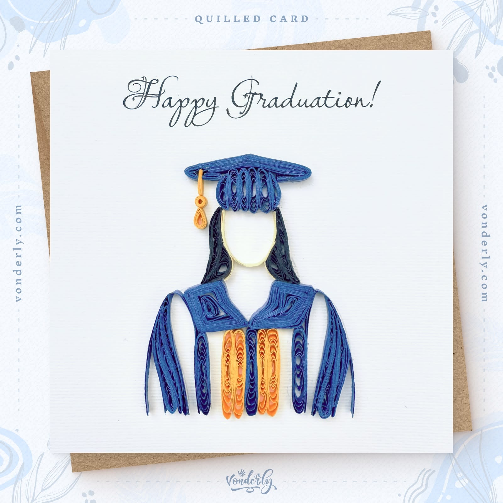 Handmade Quilled Graduation Card for Her | Eco-Friendly Greeting Card to Celebrate Academic Achievements