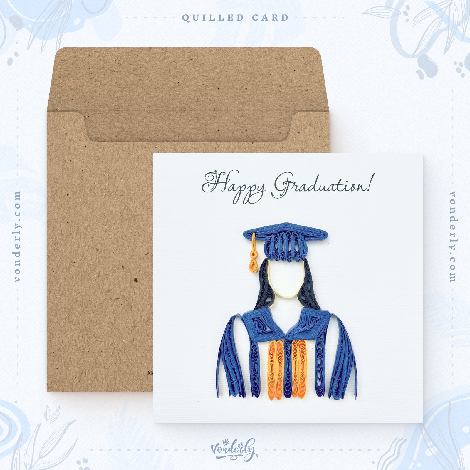 Handmade Quilled Graduation Card for Her | Eco-Friendly Greeting Card to Celebrate Academic Achievements