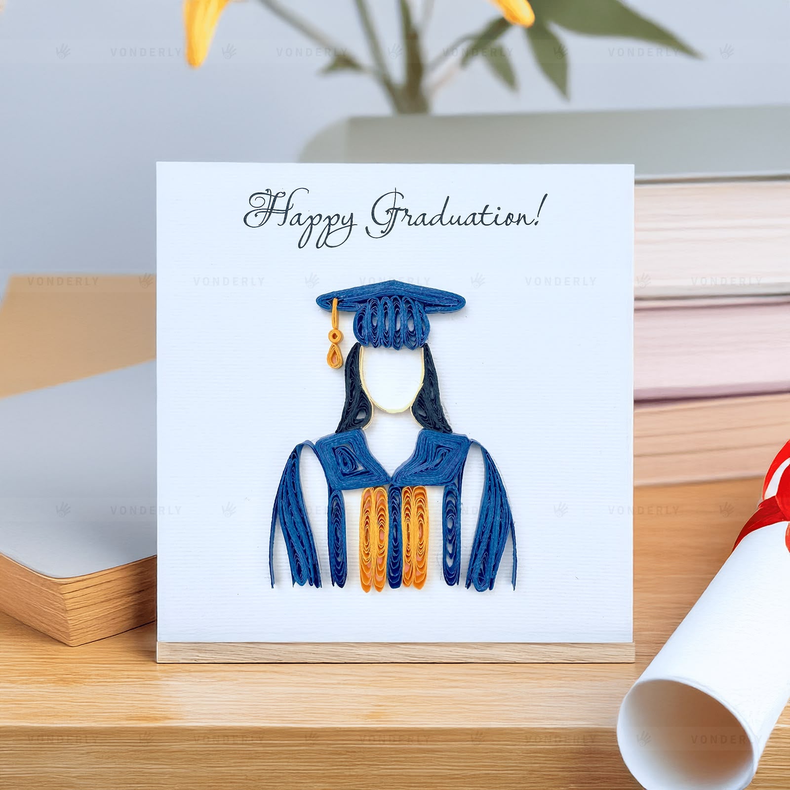 Handmade Quilled Graduation Card for Her | Eco-Friendly Greeting Card to Celebrate Academic Achievements
