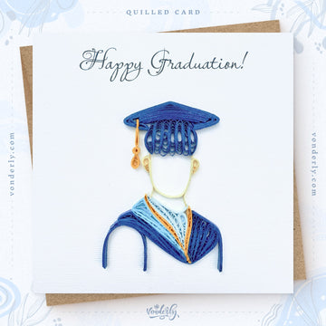Handmade Quilled Graduation Card for Him | Eco-Friendly Greeting Card to Celebrate Academic Achievements
