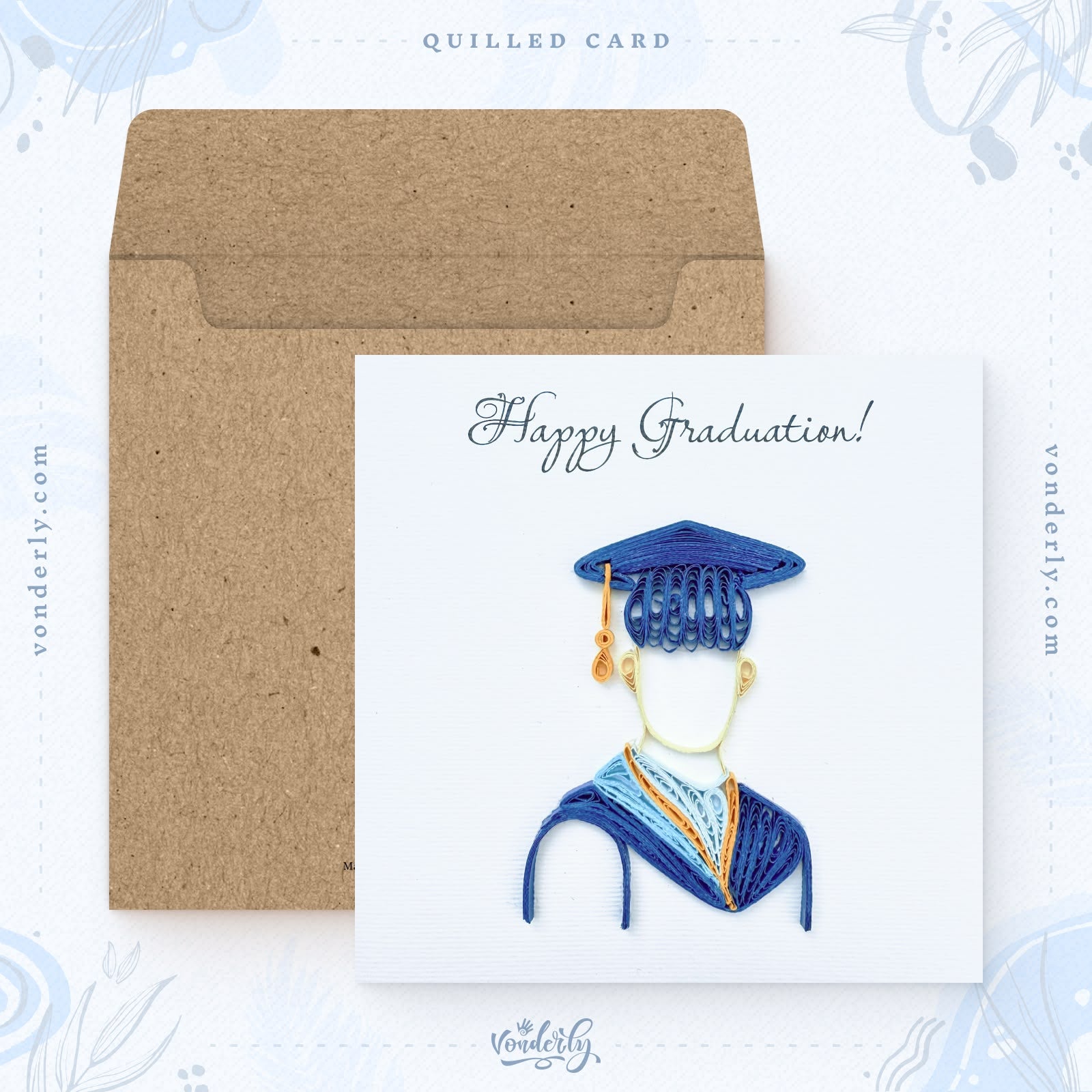 Handmade Quilled Graduation Card for Him | Eco-Friendly Greeting Card to Celebrate Academic Achievements