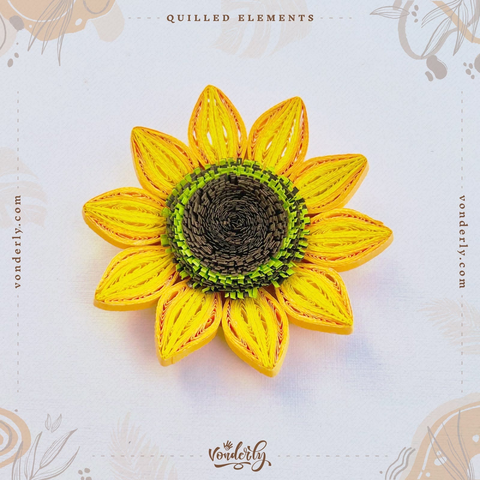 4/12/24/60 Pcs Handmade 3D Quilled Sunflowers (Single Layered) by Vonderly | Eco-Friendly DIY Craft Supplies
