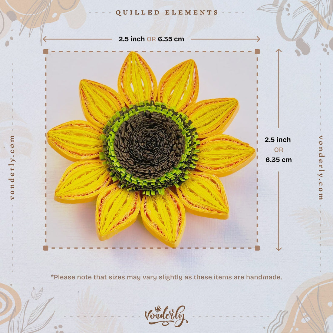 4/12/24/60 Pcs Handmade 3D Quilled Sunflowers (Single Layered) by Vonderly | Eco-Friendly DIY Craft Supplies