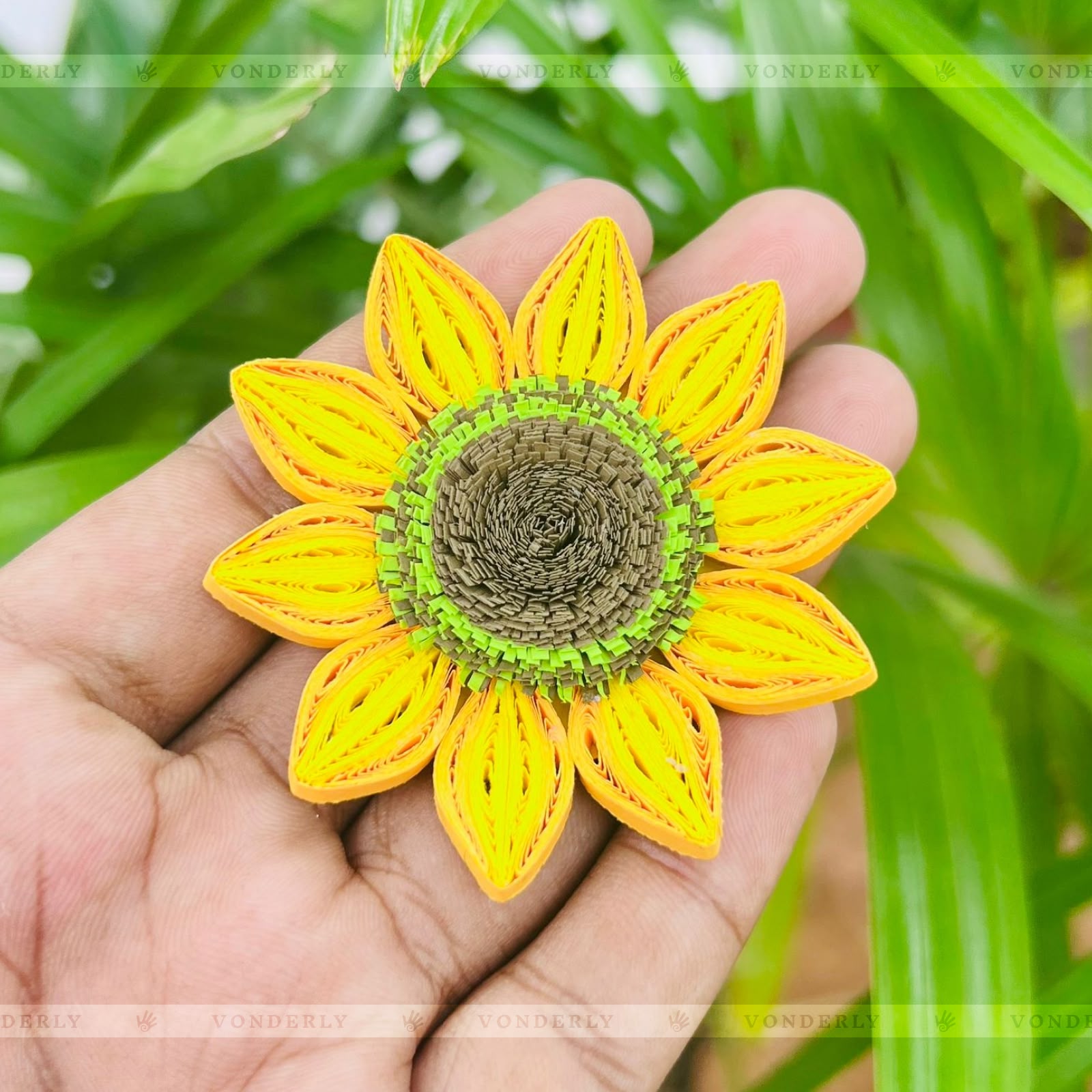 4/12/24/60 Pcs Handmade 3D Quilled Sunflowers (Single Layered) by Vonderly | Eco-Friendly DIY Craft Supplies
