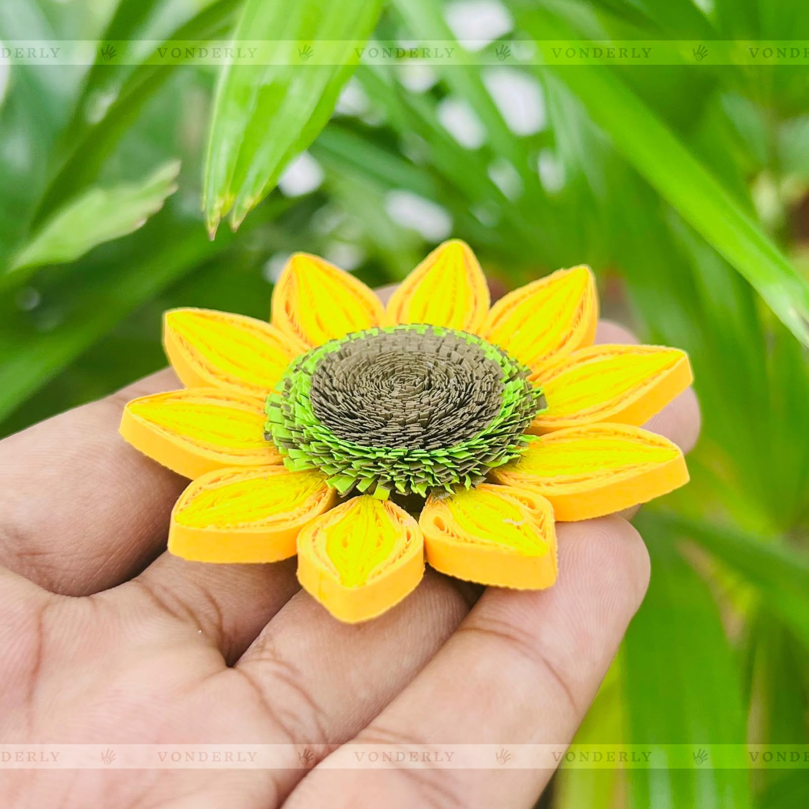 4/12/24/60 Pcs Handmade 3D Quilled Sunflowers (Single Layered) by Vonderly | Eco-Friendly DIY Craft Supplies