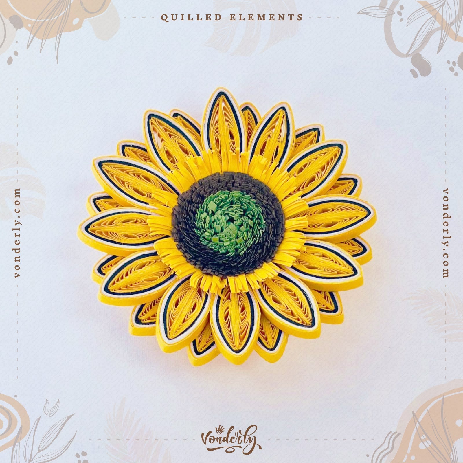 4/12/24/60 Pcs Handmade 3D Quilled Sunflowers (Double Layered) by Vonderly | Eco-Friendly DIY Craft Supplies