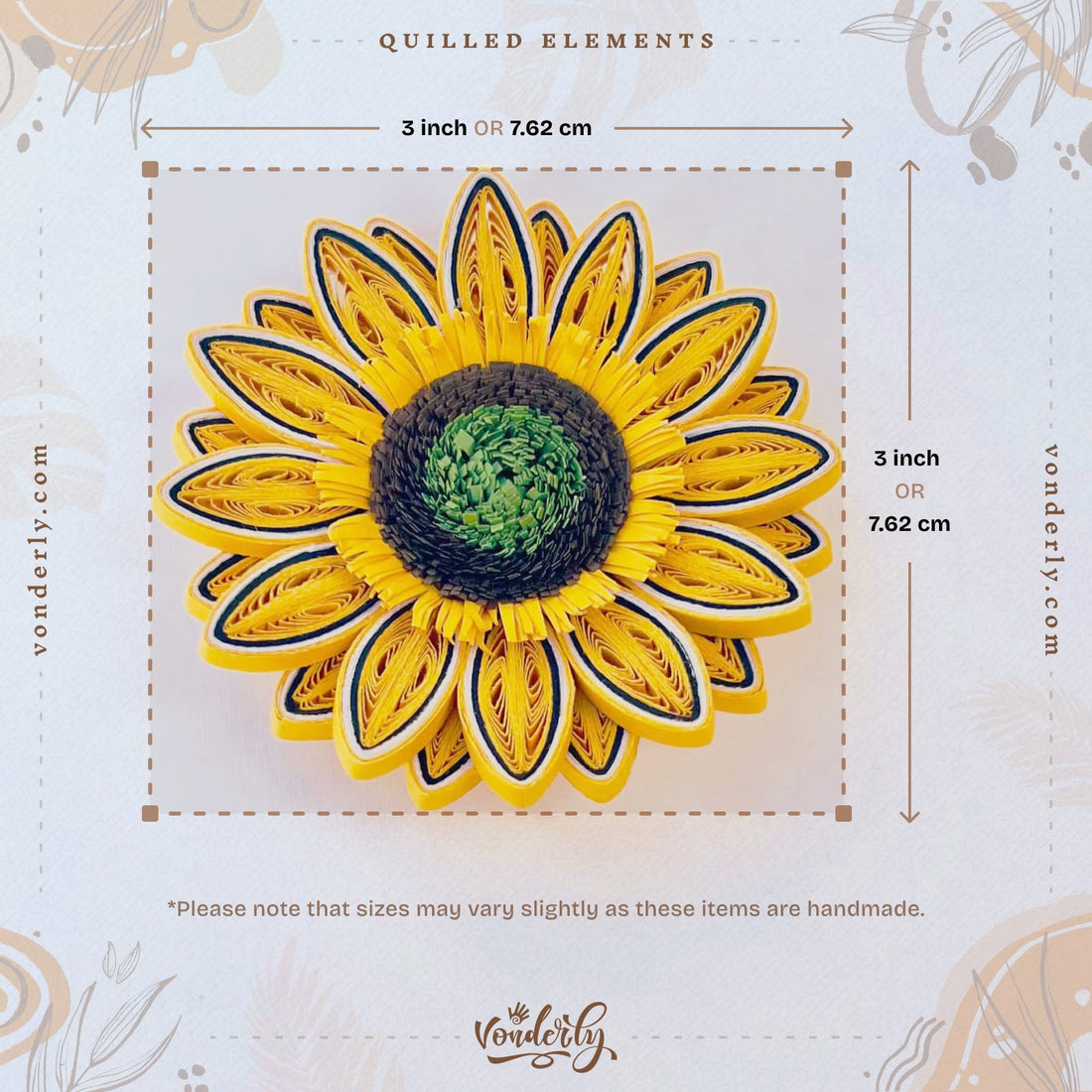 4/12/24/60 Pcs Handmade 3D Quilled Sunflowers (Double Layered) by Vonderly | Eco-Friendly DIY Craft Supplies