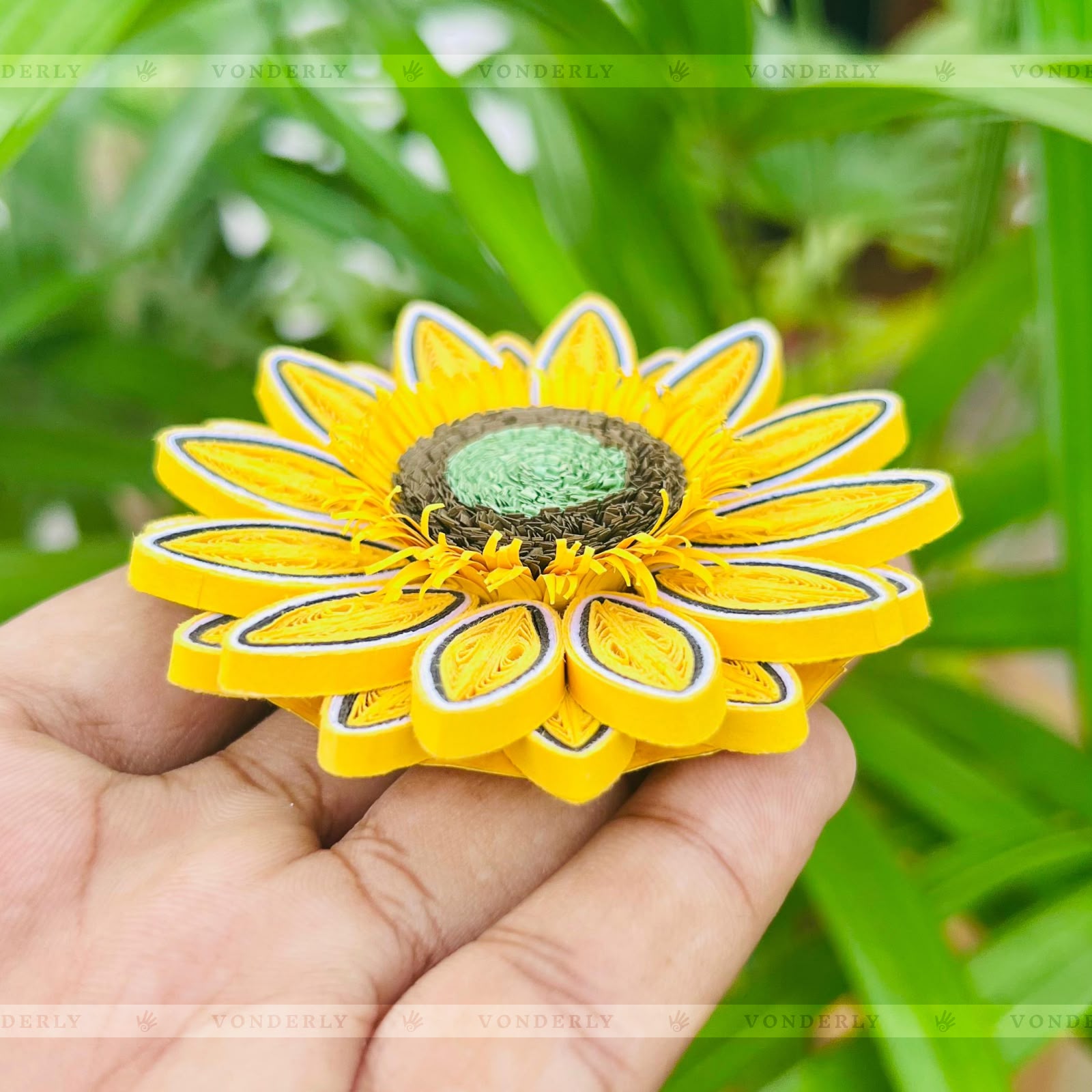 4/12/24/60 Pcs Handmade 3D Quilled Sunflowers (Double Layered) by Vonderly | Eco-Friendly DIY Craft Supplies
